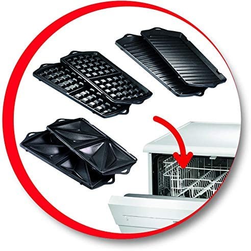 Moulinex, Sandwich Maker, 700 Watts, 3-in-1 Panini, Sandwich And Waffle Maker, Red