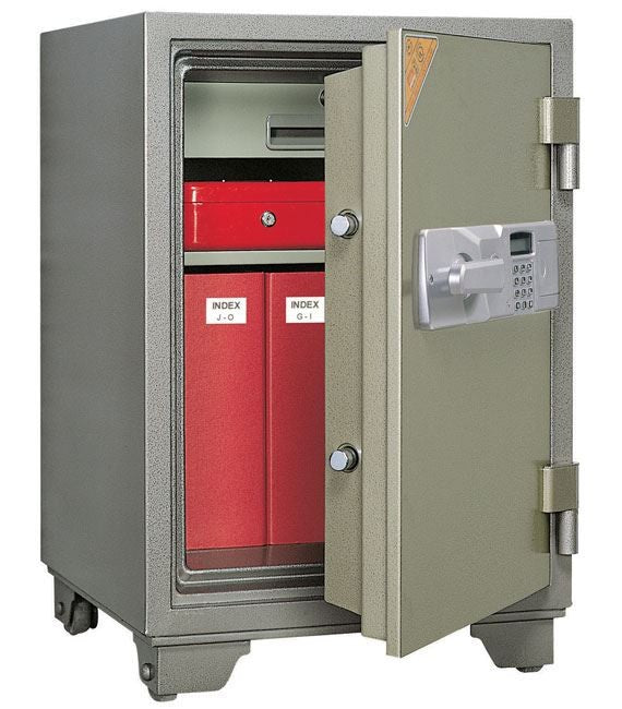 Booil, Fire Resistant Safe Cabinet, 1 Drawer, 1 Shelf, Grey