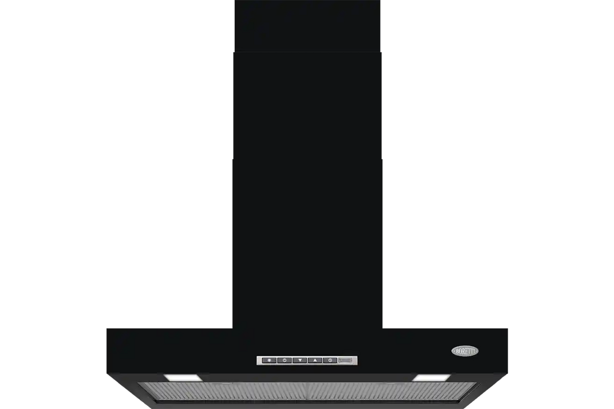 Milano 90 CM Chimney Hood, Glass Black