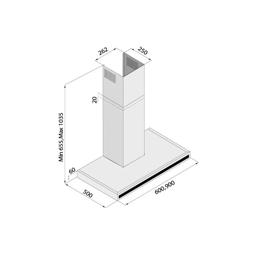 France 90 CM Chimney Hood, Inox